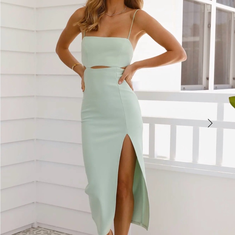 Hello Molly Mint Green Cutout Midi Dress